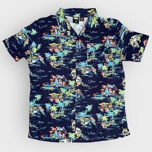 Star Wars Tropical Baby Yoda Shirt Mens Large Navy Blue Short Sleeve Resortwear